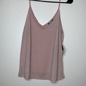 Light pink shimmery spaghetti strap blouse